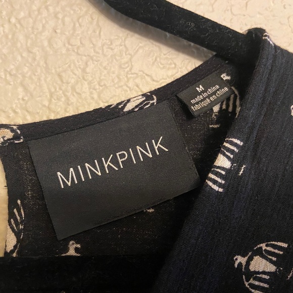 MINKPINK | Native Nights Black & White Pattern Boho Mini Dress Size M - Picture 5 of 5